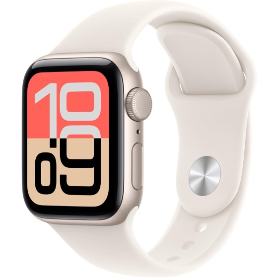 Apple Watch SE 3 [GPS 40 公釐] 智慧型手錶,附星光鋁製錶殼,附星光運動錶帶 - S/M。 健身和睡眠追蹤器,心率監測器,始終顯示,防水