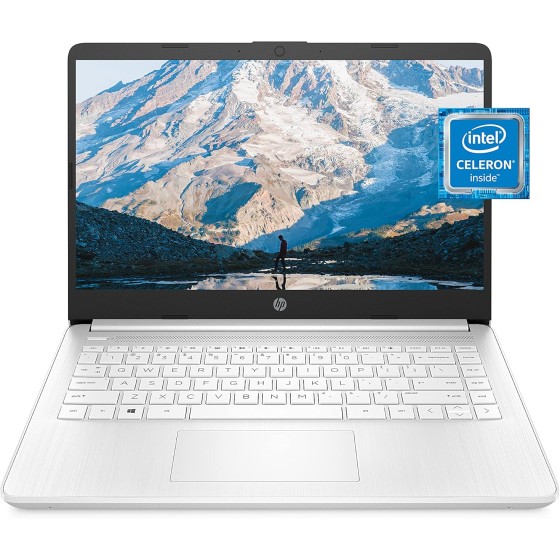 HP 14 筆記型電腦,Intel Celeron N4020,4 GB RAM,64 GB 儲存空間,14 吋微邊緣高清顯示器,Windows 11 家用,輕薄便攜,4K 圖形,Microsoft 365